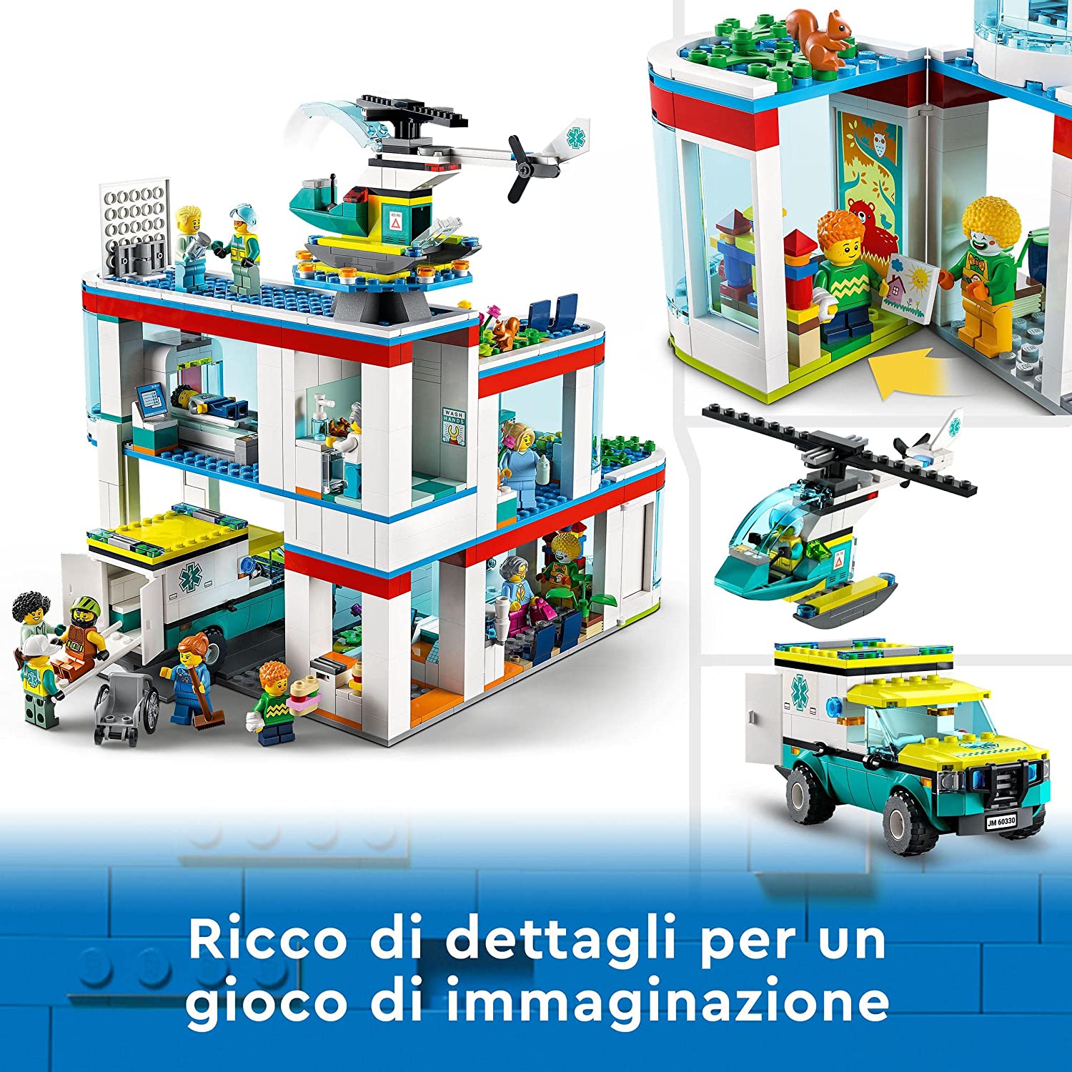 LEGO City Ospedale 60330 Set con Autoambulanza Giocattolo ed Elicottero di  Soccorso, Giochi per Bambina e Bambino da 7 Anni - Otaku Store